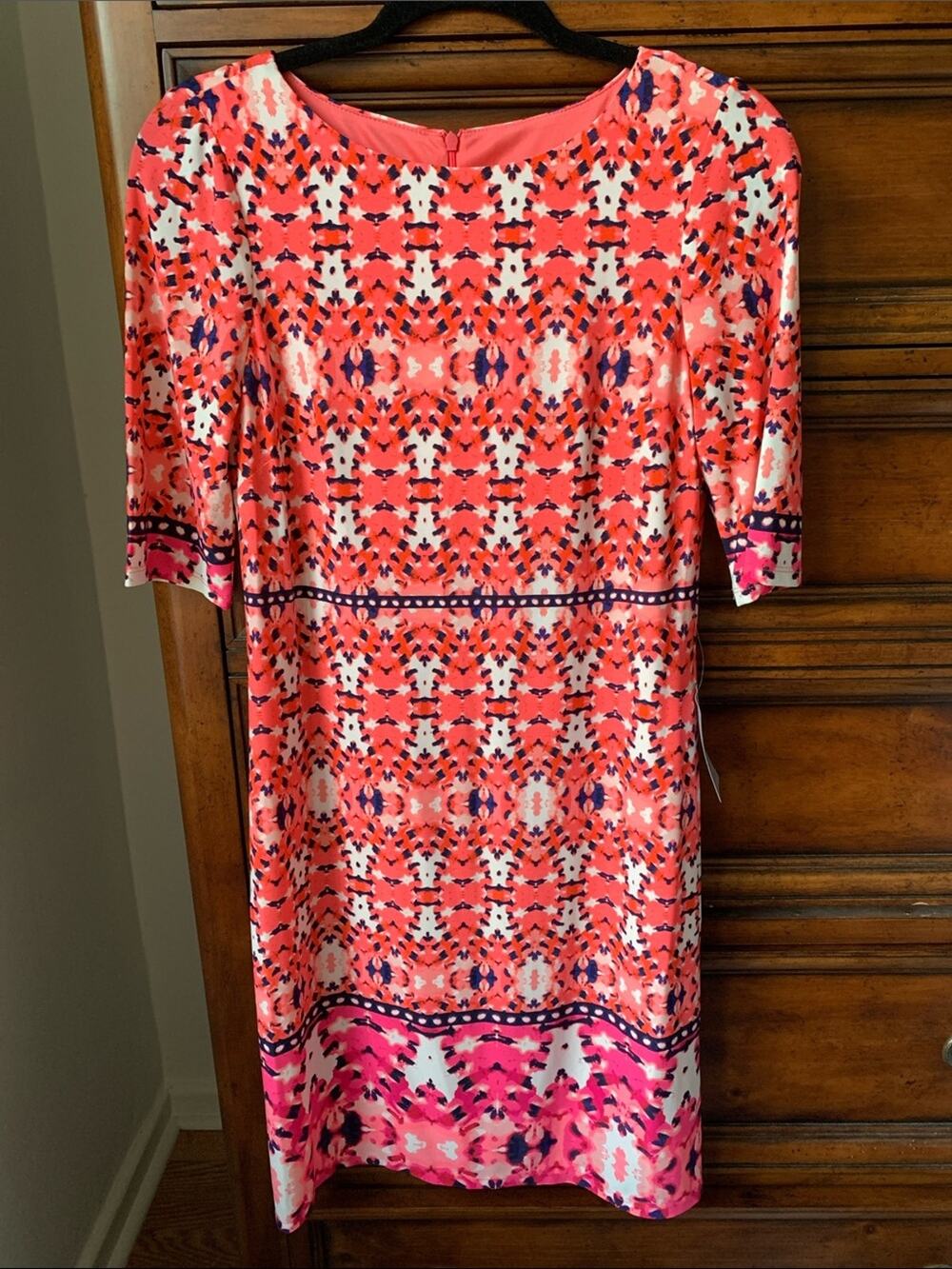 Eliza J. Women’s Coral Pink Patterned Shift Dress